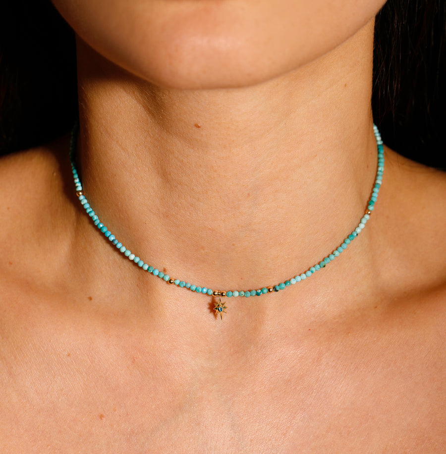 CAPELLA BEAD NECKLACE TURQUOISE & BLUE TOPAZ