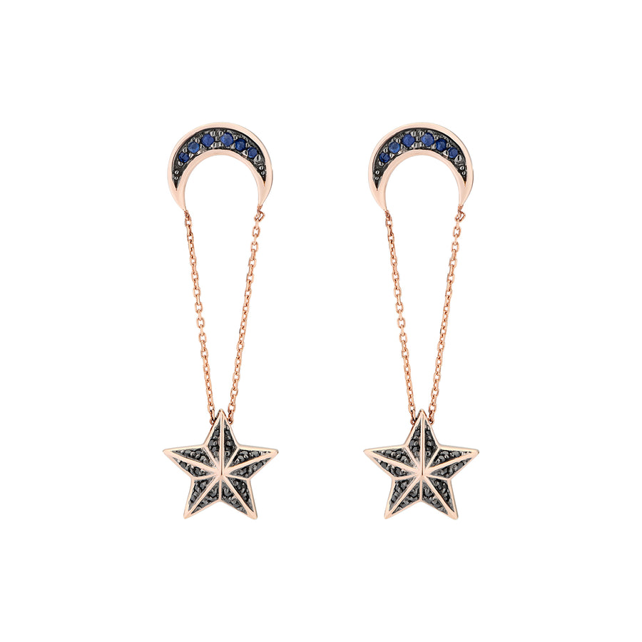 NIMA STAR EARRINGS BLUE SAPPHIRES & BLACK DIAMONDS