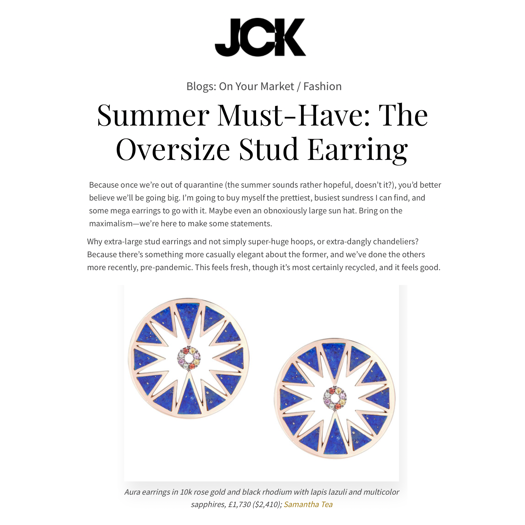 FEATURED IN JCK MAGAZINE