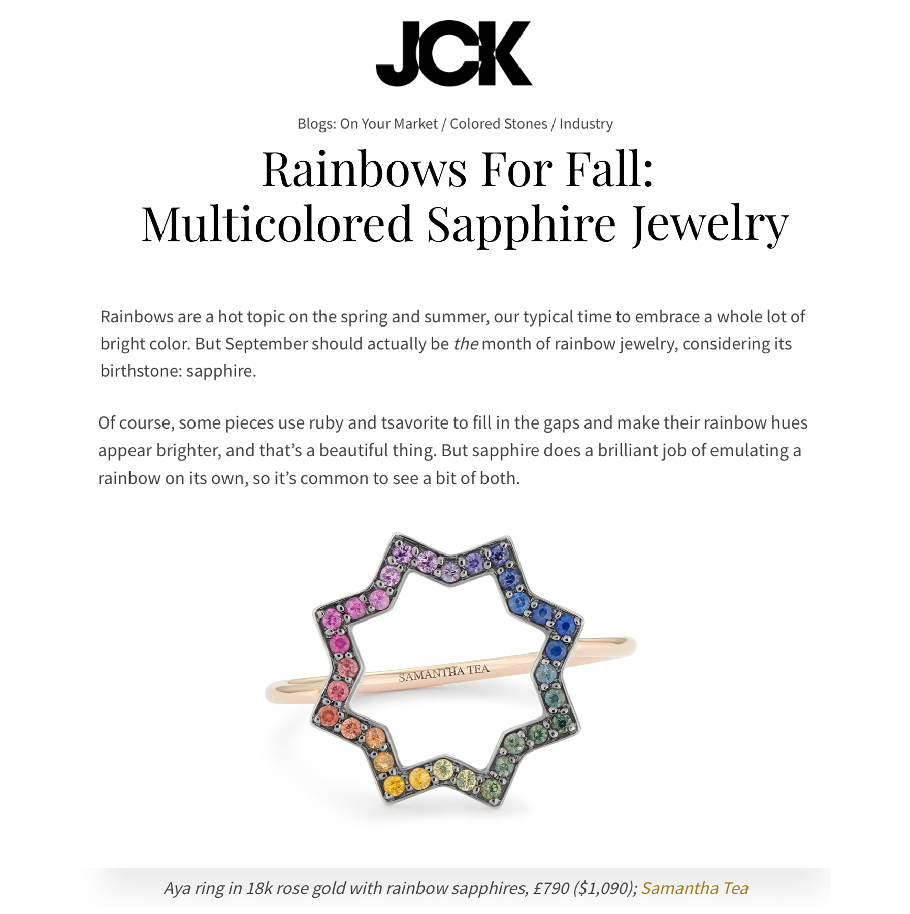 FEATURED IN JCK MAGAZINE