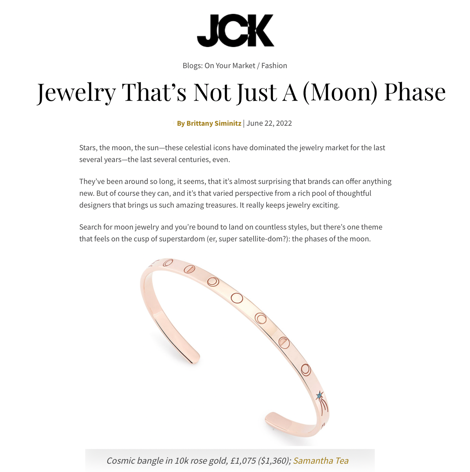 FEATURED IN JCK MAGAZINE