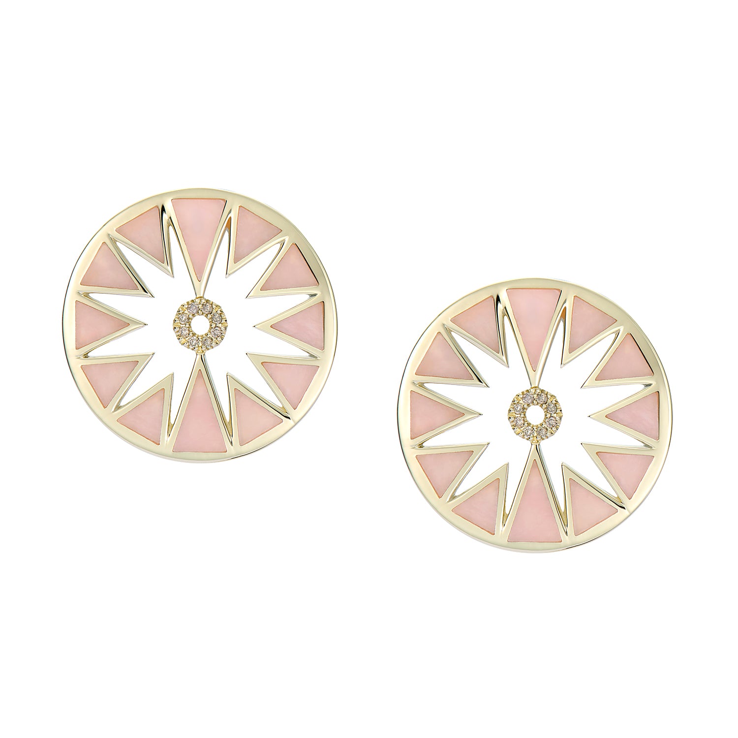 AURA EARRINGS PINK OPAL & CHAMPAGNE DIAMONDS
