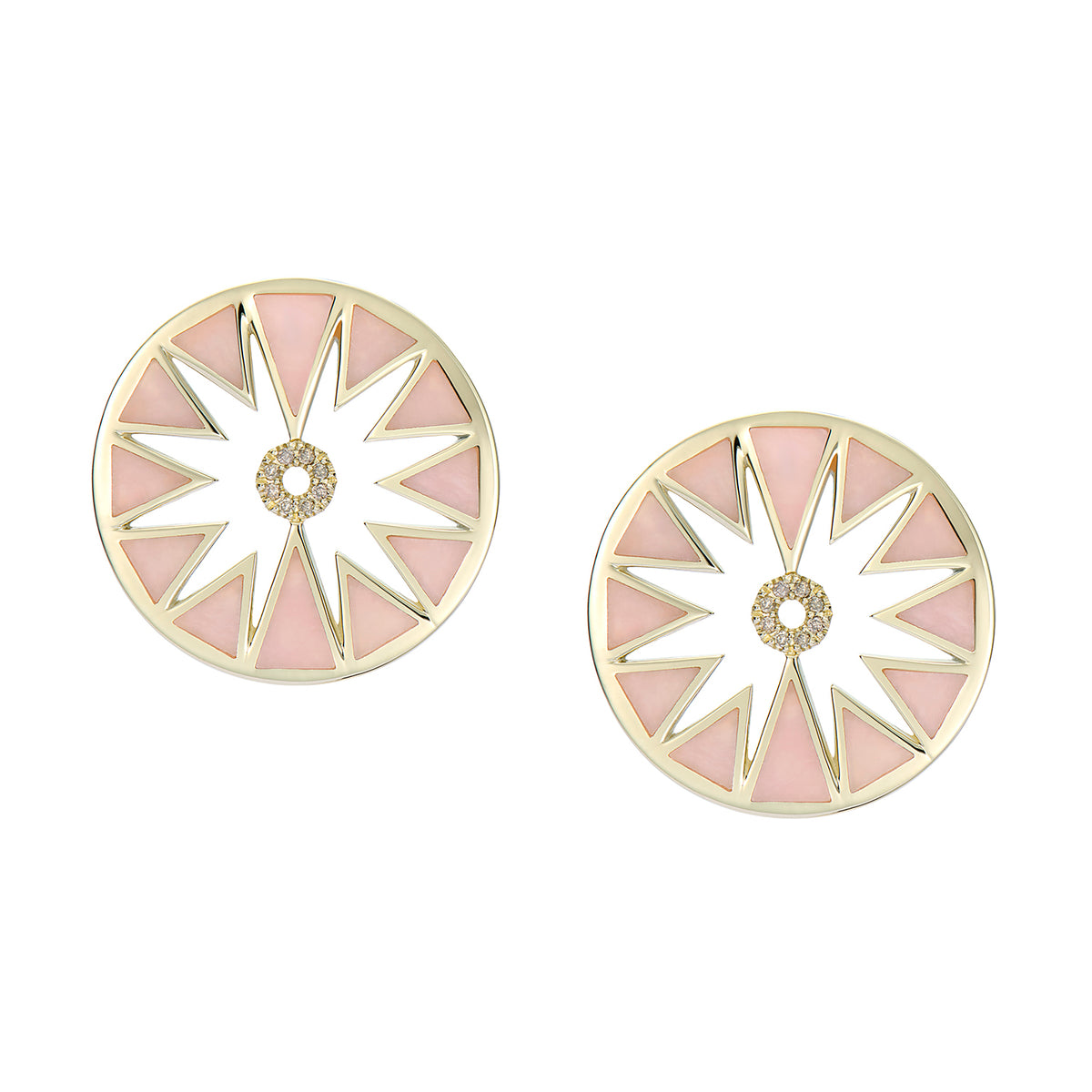 AURA EARRINGS PINK OPAL & CHAMPAGNE DIAMONDS