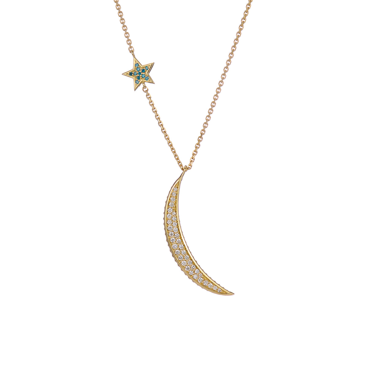BY THE LIGHT OF THE MOON NECKLACE BLUE & WHITE DIAMONDS
