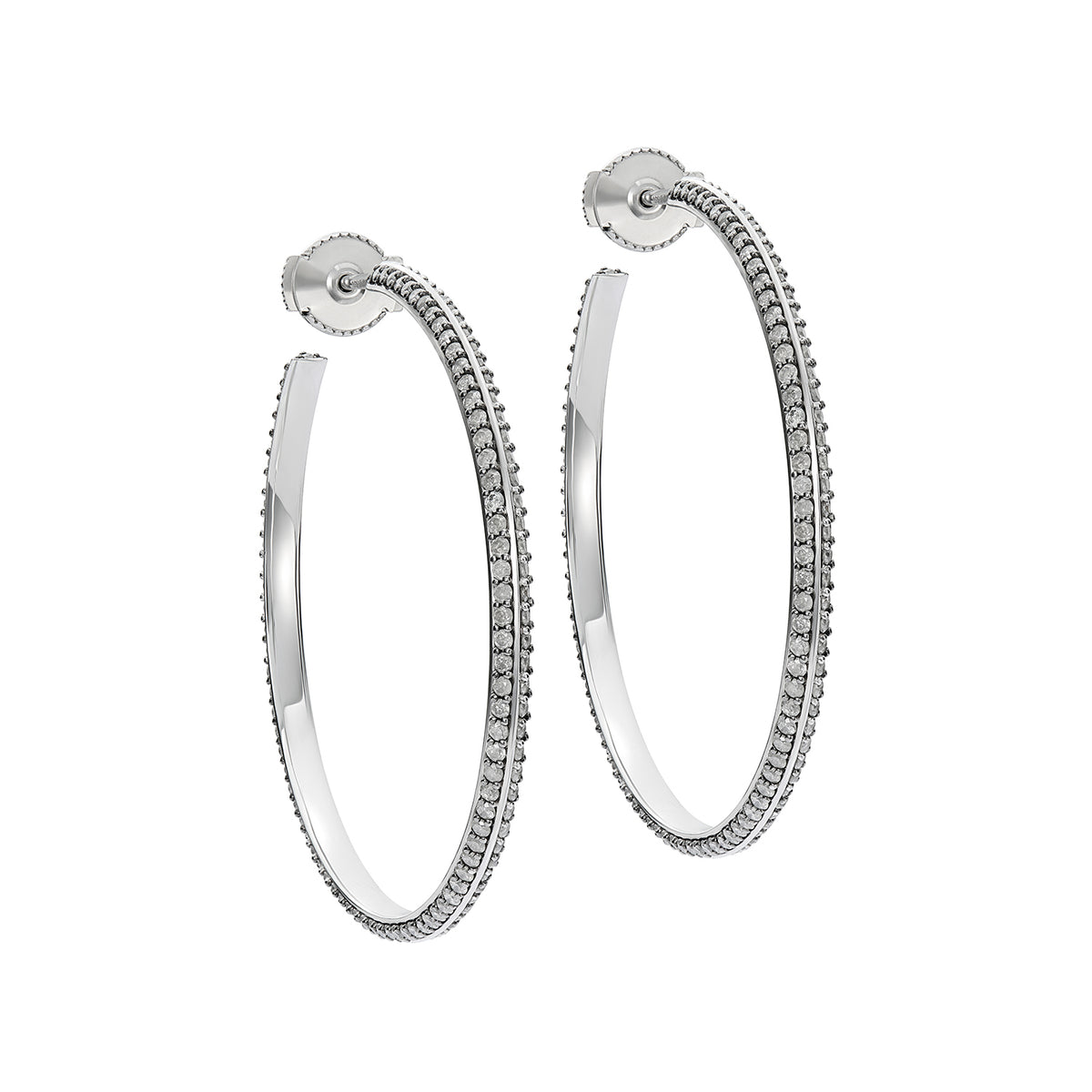 DEVA HOOPS EARRINGS GREY DIAMONDS