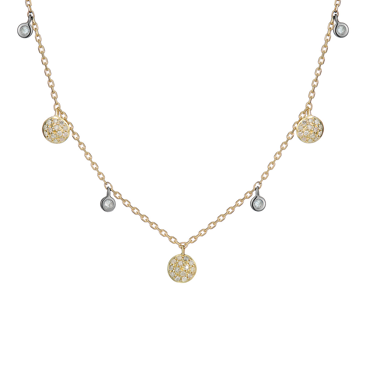 LEELOO ROUND NECKLACE GREY DIAMONDS