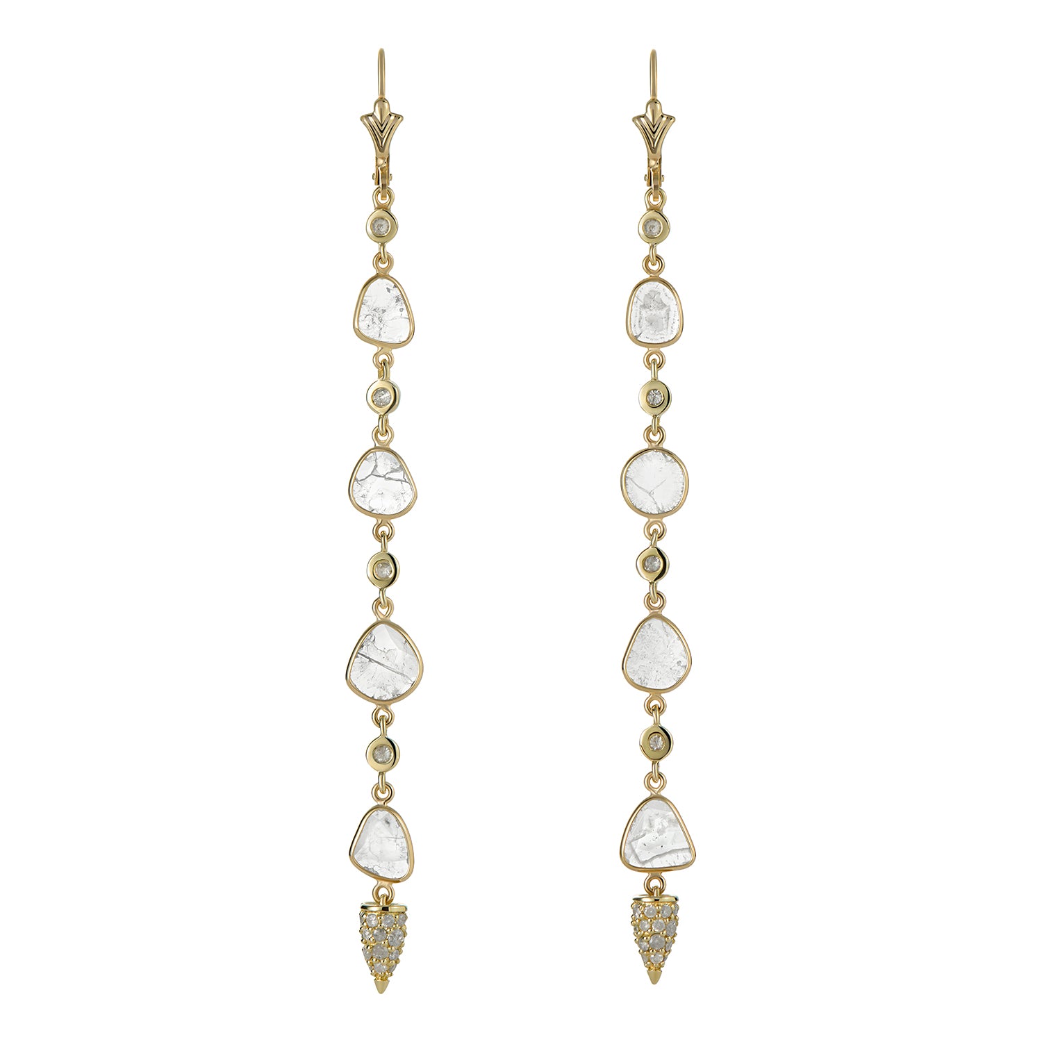 DIAMOND SLICES LONG DROP EARRINGS