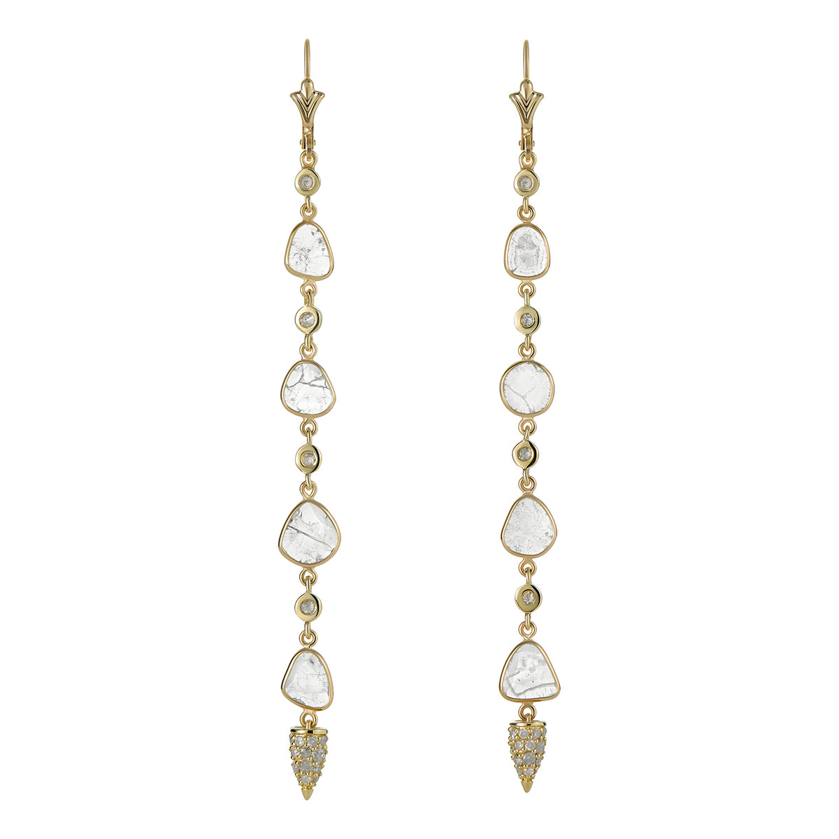 DIAMOND SLICES LONG DROP EARRINGS