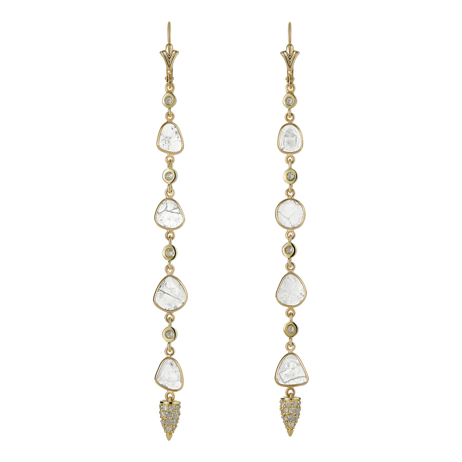 DIAMOND SLICE LONG DROP EARRINGS
