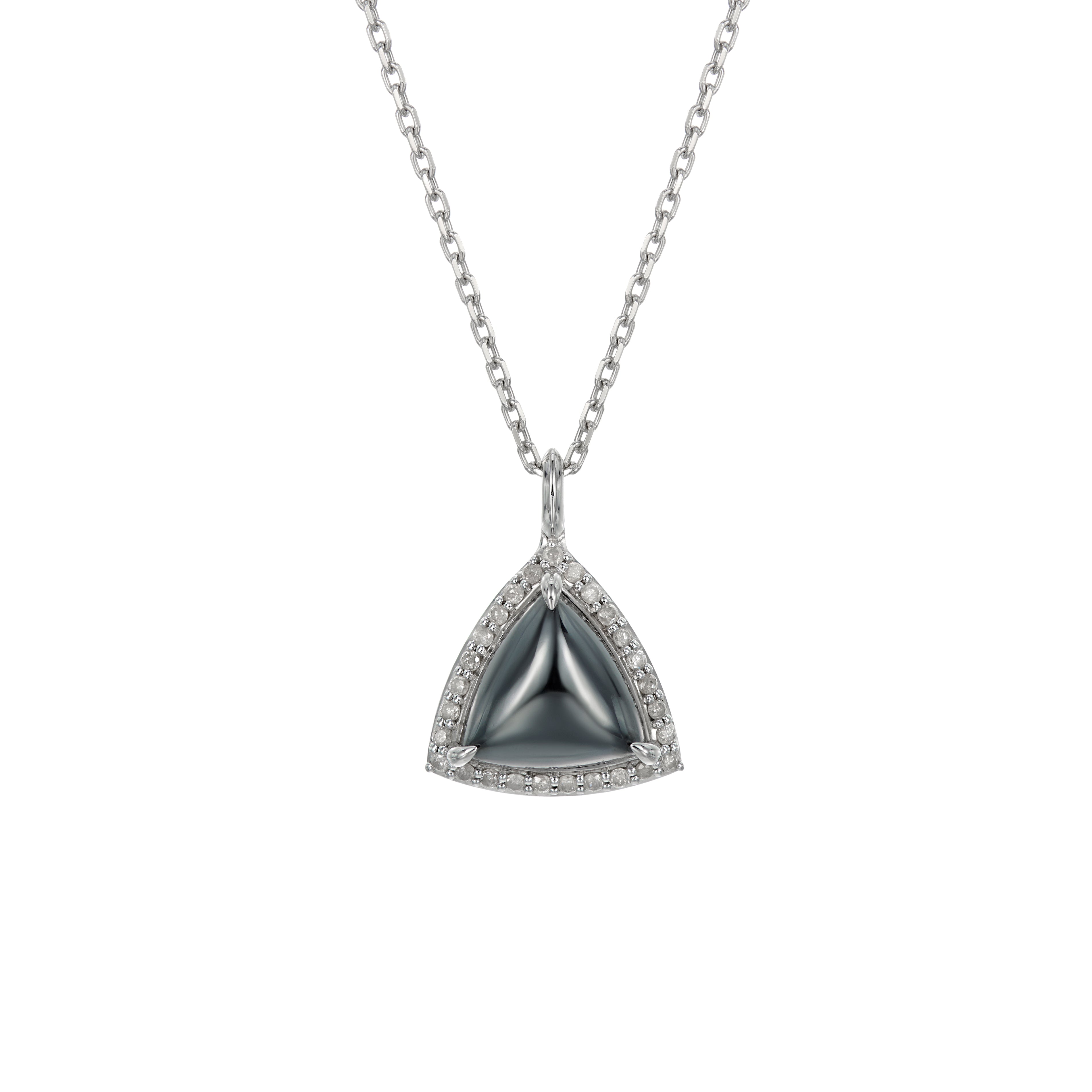 NESSA NECKLACE HEMATITE & WHITE DIAMONDS