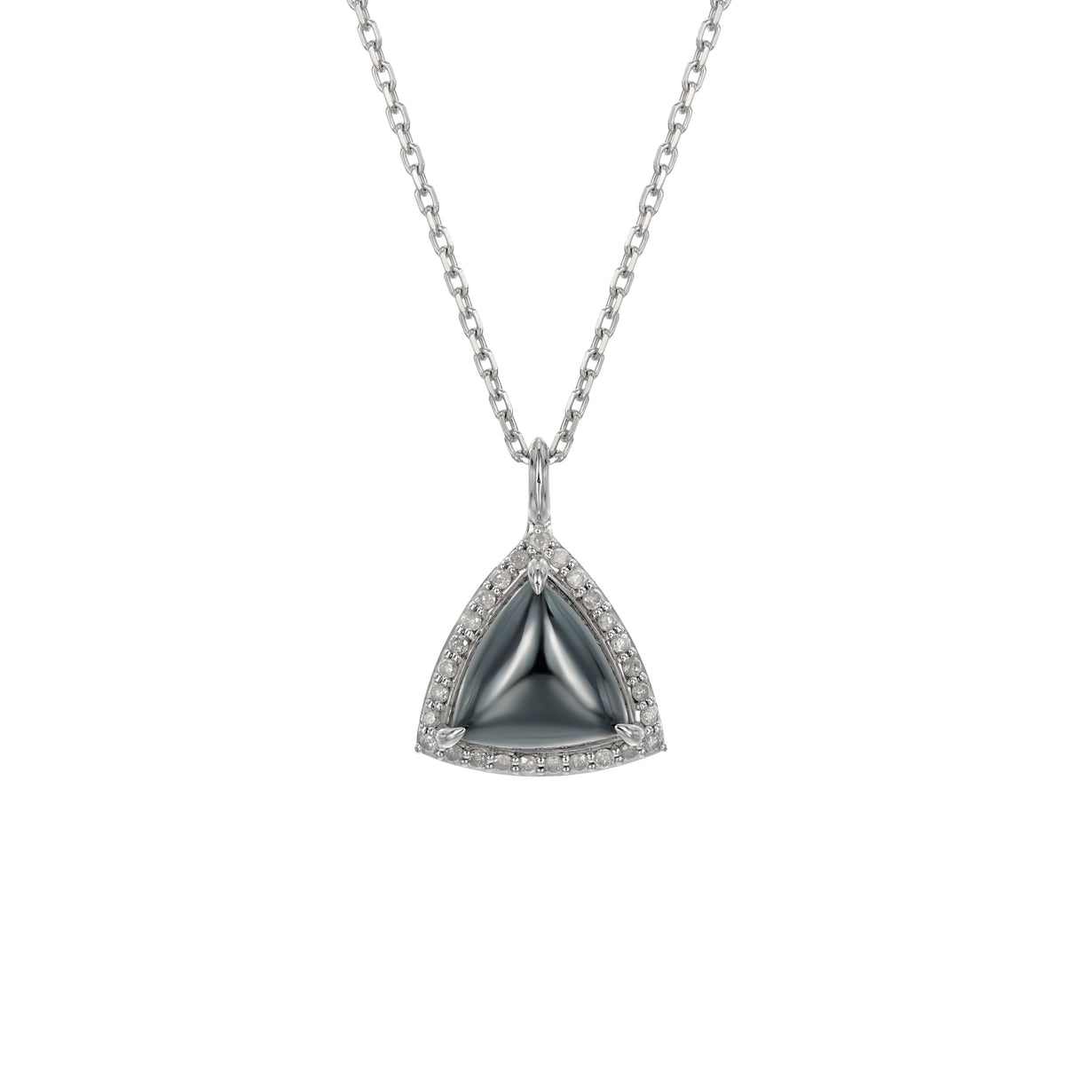 NESSA NECKLACE HEMATITE & WHITE DIAMONDS