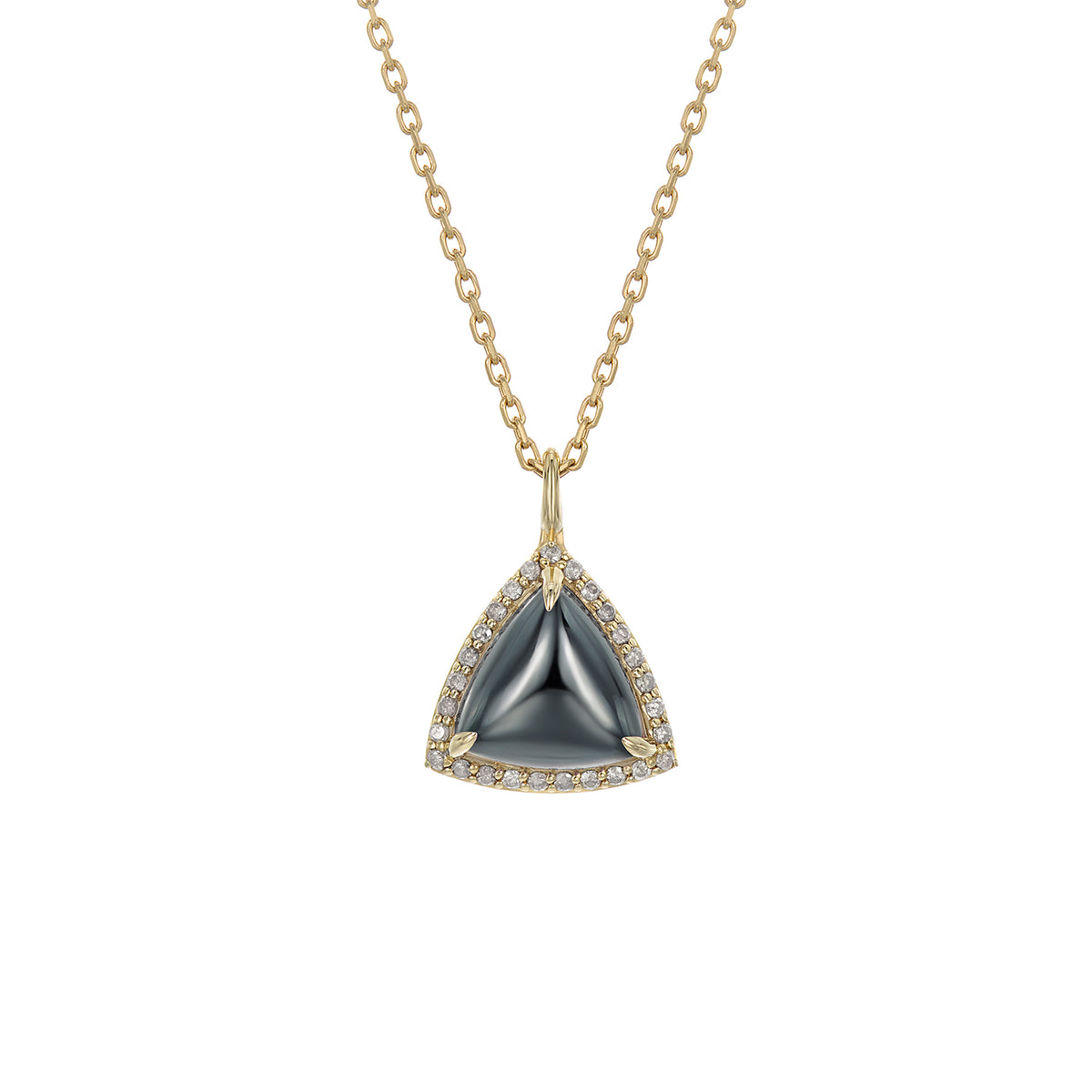 NESSA NECKLACE HEMATITE & WHITE DIAMONDS