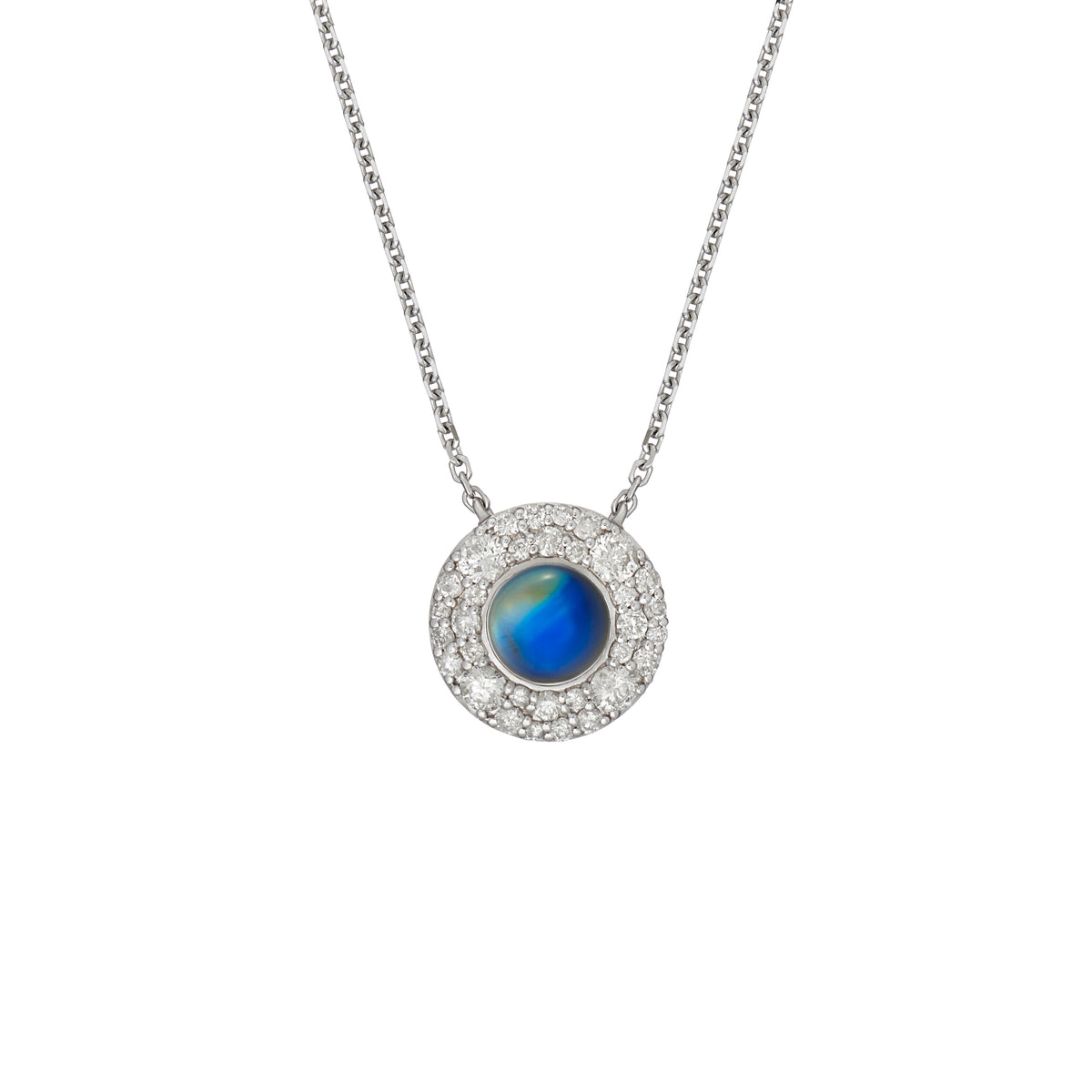 SEDONIE NECKLACE BLUE MOONSTONE & WHITE DIAMONDS