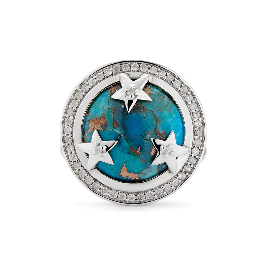 ASTRID RING PERSIAN TURQUOISE & GREY DIAMONDS