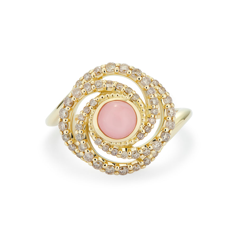 CALISTA RING PINK OPAL & CHAMPAGNE DIAMONDS