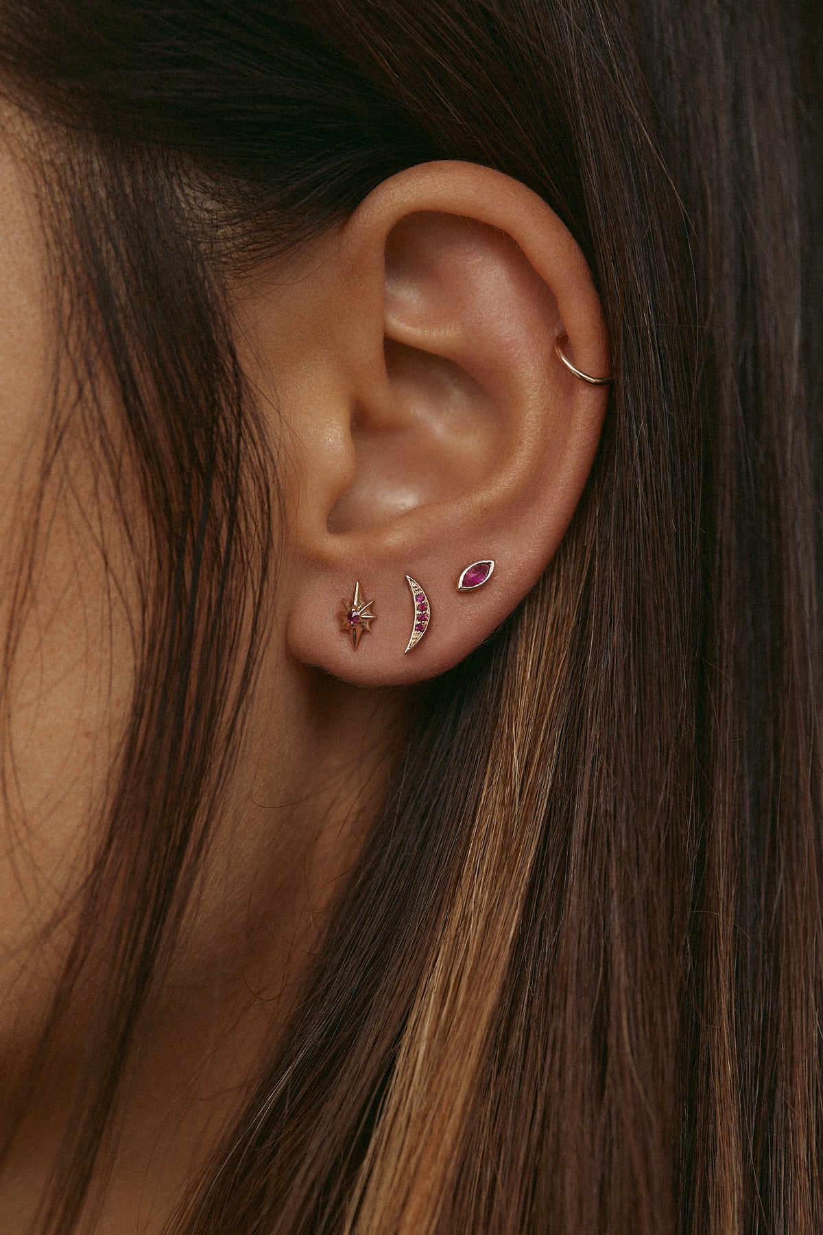RUBY GLOW STUD TRIO