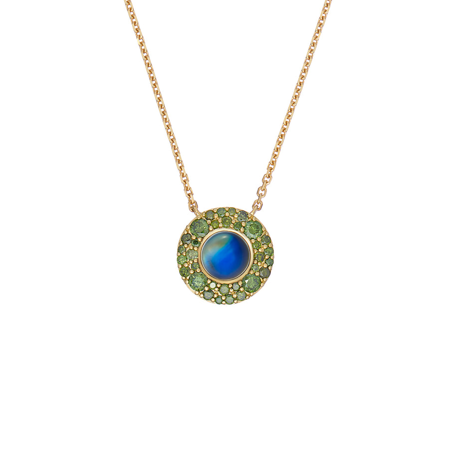 MINI SEDONIE NECKLACE RAINBOW MOONSTONE & GREEN DIAMONDS