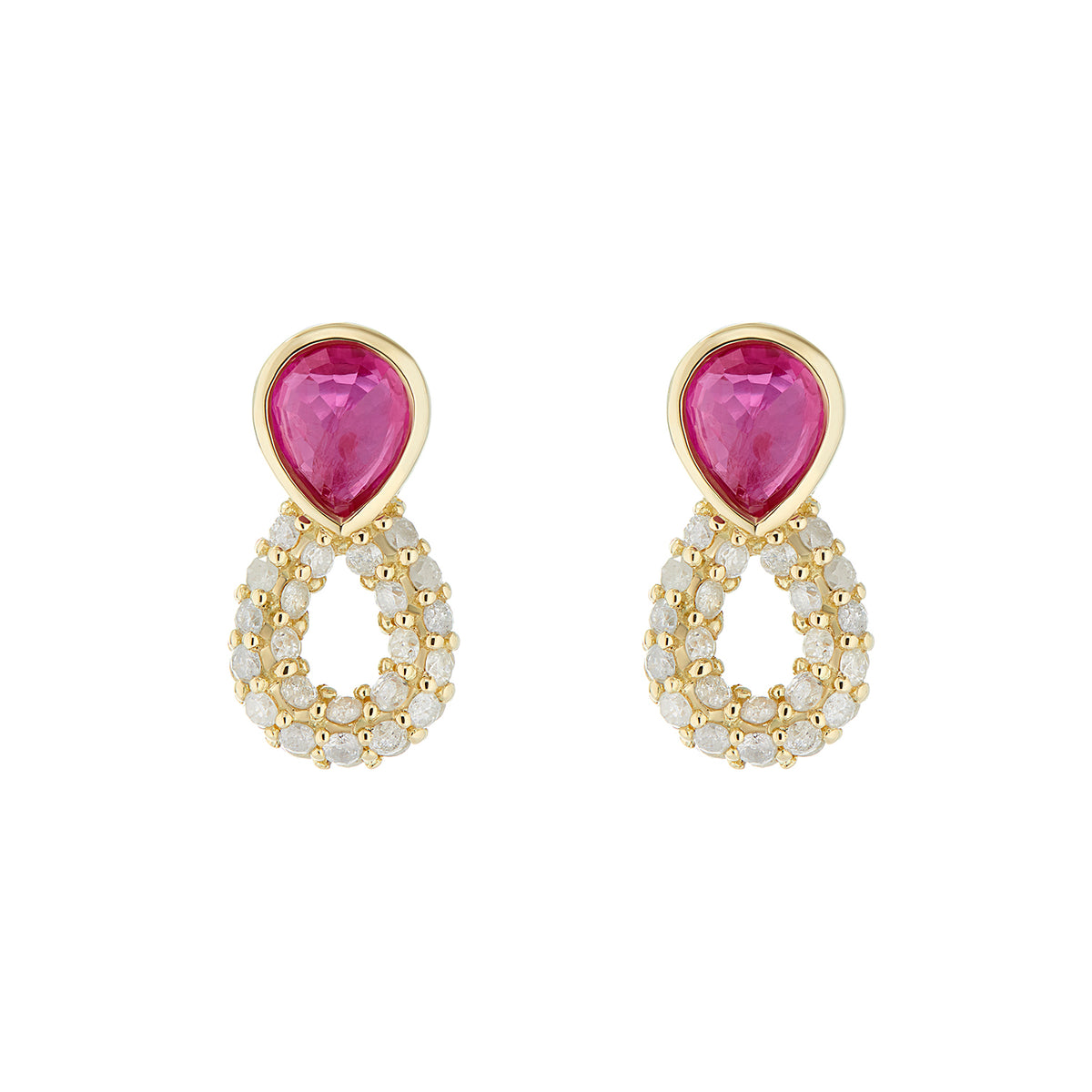 OPI EARRINGS RUBIES & GREY DIAMONDS