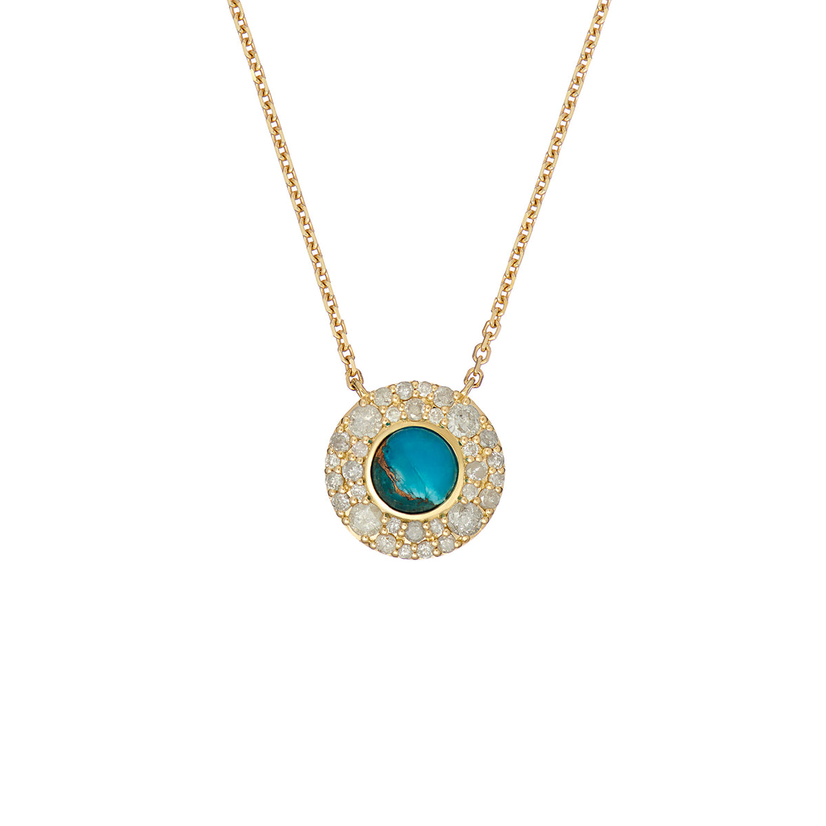 SEDONIE NECKLACE PERSIAN TURQUOISE & GREY DIAMONDS
