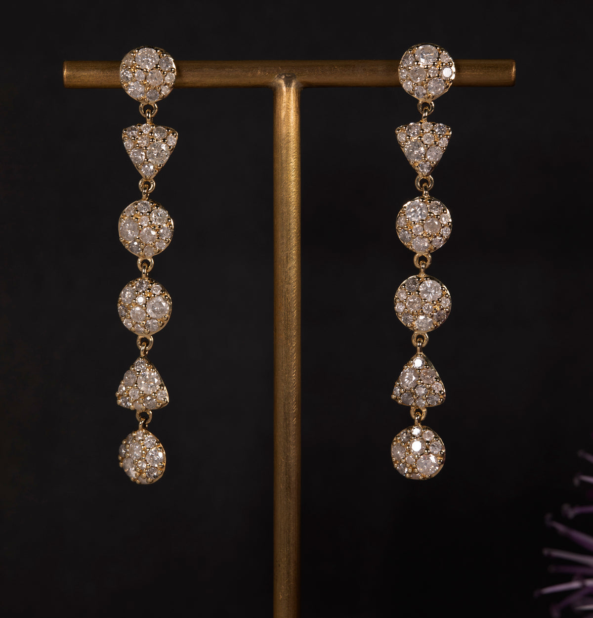 LEELOO DROP EARRINGS MIXED GREY DIAMONDS