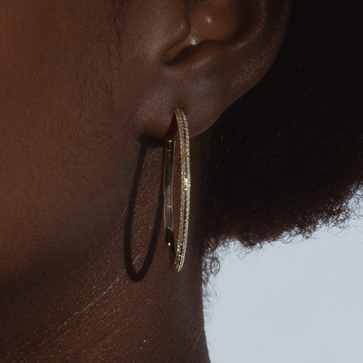 DEVA HOOPS EARRINGS GREY DIAMONDS