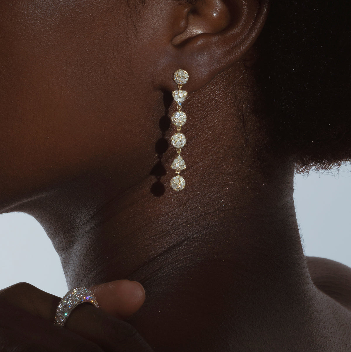 LEELOO DROP EARRINGS MIXED GREY DIAMONDS