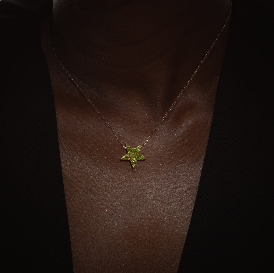 LONE STAR REVERSIBLE NECKLACE GREEN AND GREY DIAMONDS