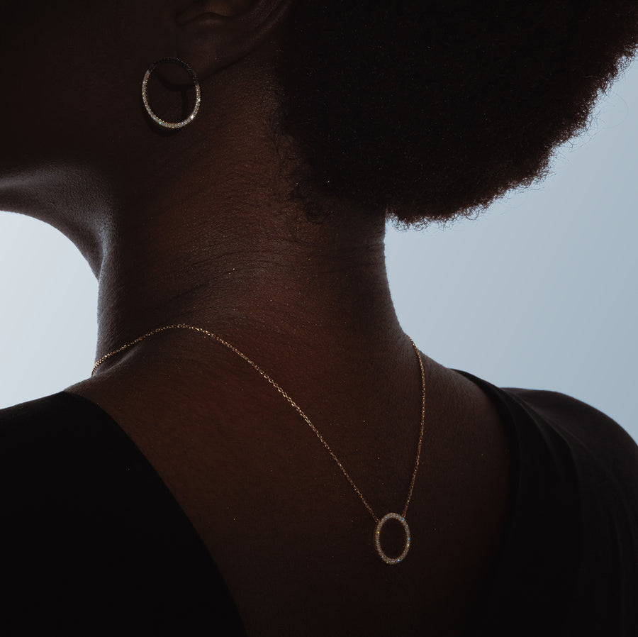 MAGIC CIRCLE 22 EARRINGS BLACK & WHITE DIAMONDS