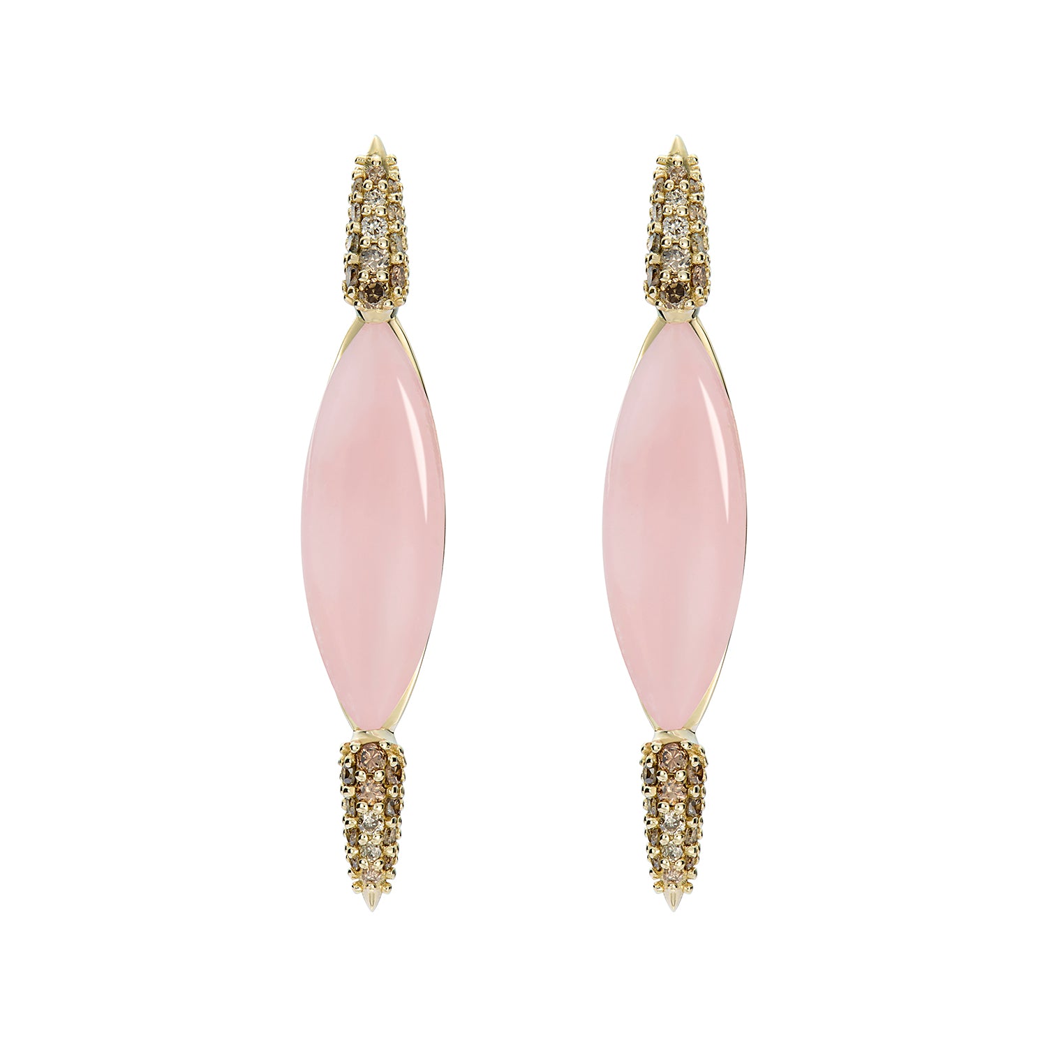 VENUS EARRINGS PINK OPAL & CHAMPAGNE DIAMONDS