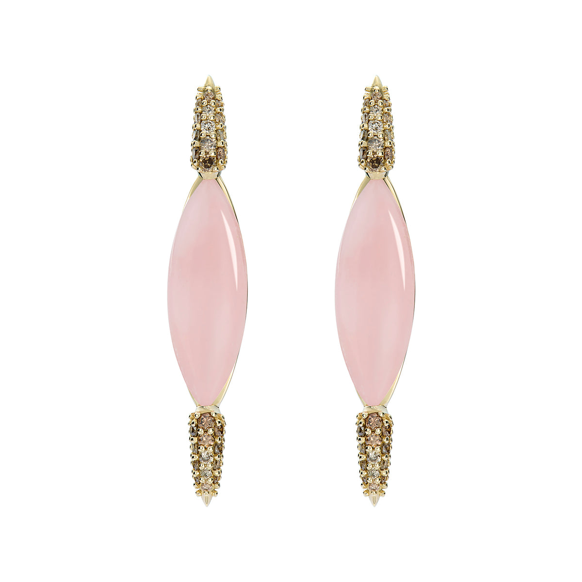VENUS EARRINGS PINK OPAL & CHAMPAGNE DIAMONDS