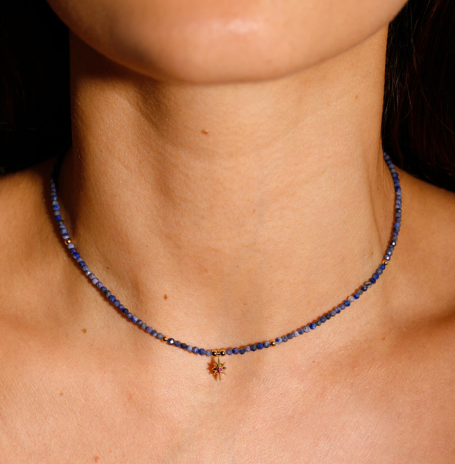 CAPELLA BEAD NECKLACE LAPIS LAZULI & RUBY