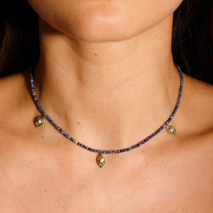 EYE OF MAGIC NECKLACE LAPIS LAZULI BEADS