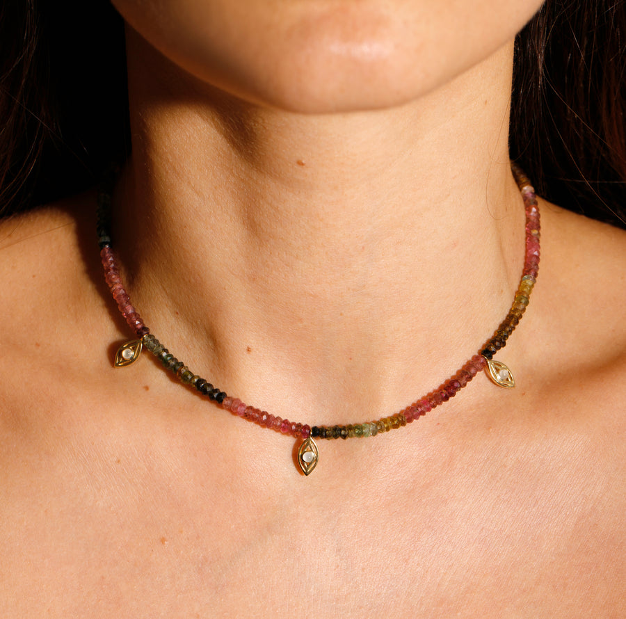 EYE OF MAGIC NECKLACE TOURMALINE BEADS