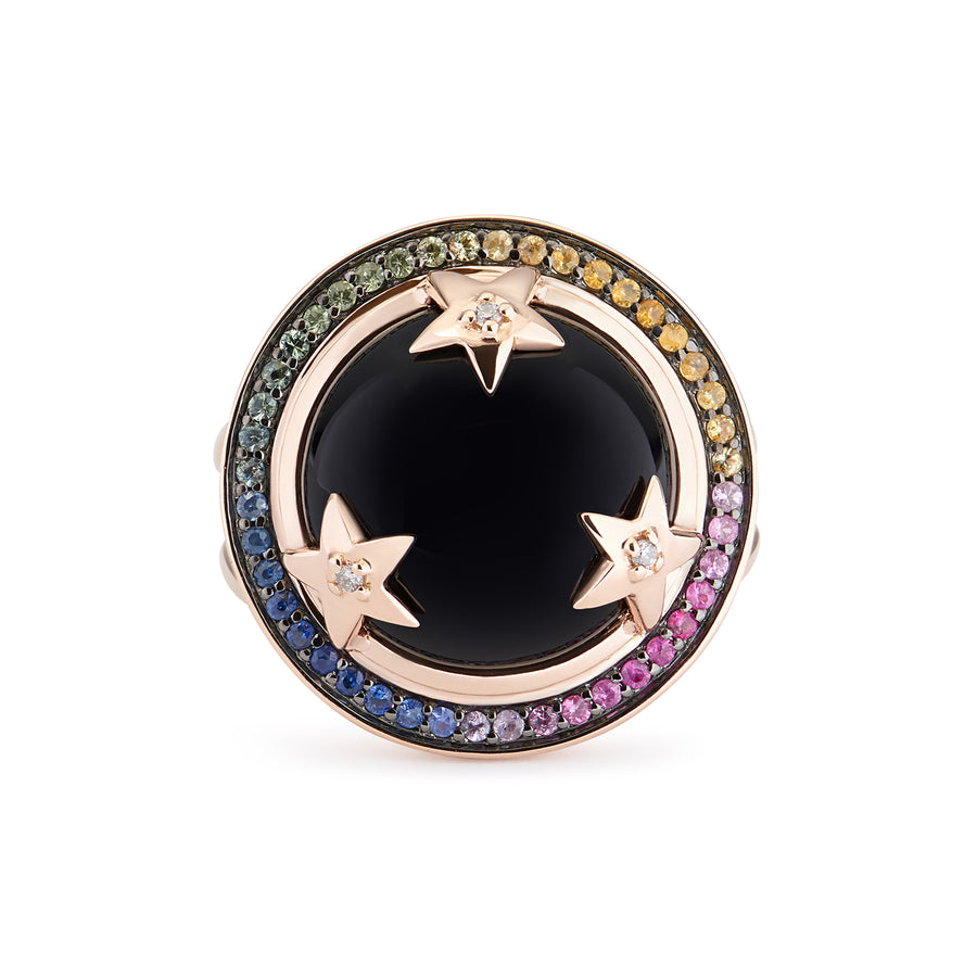 ASTRID RING ONYX & RAINBOW SAPPHIRES