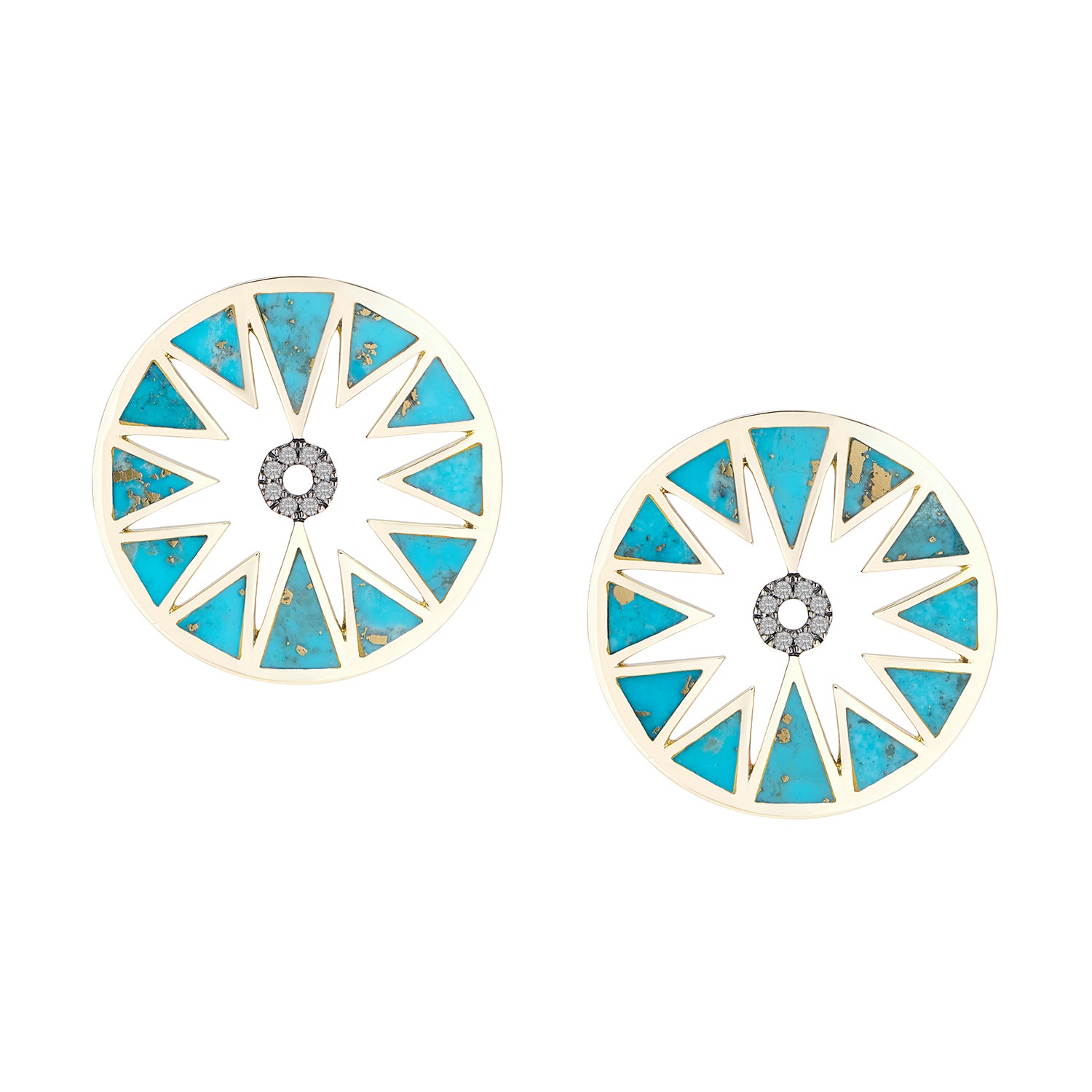 AURA EARRINGS PERSIAN TURQUOISE & GREY DIAMONDS