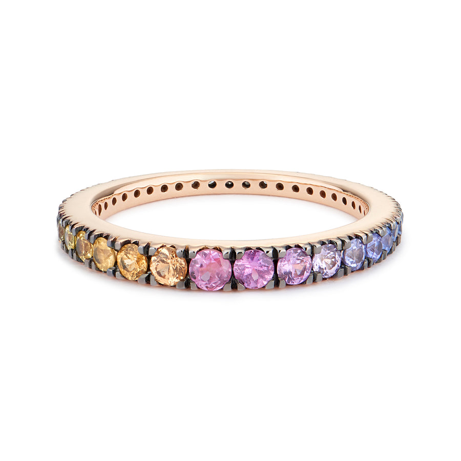 AVALON RING RAINBOW SAPPHIRES & GREY DIAMONDS