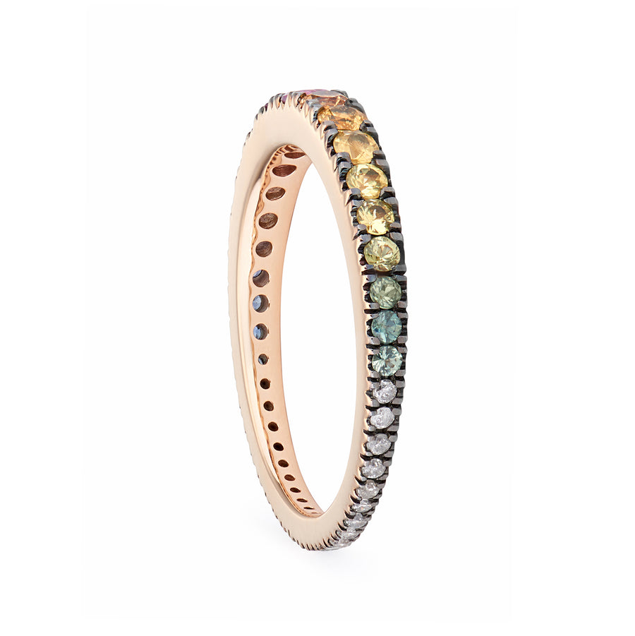 AVALON RING RAINBOW SAPPHIRES & GREY DIAMONDS