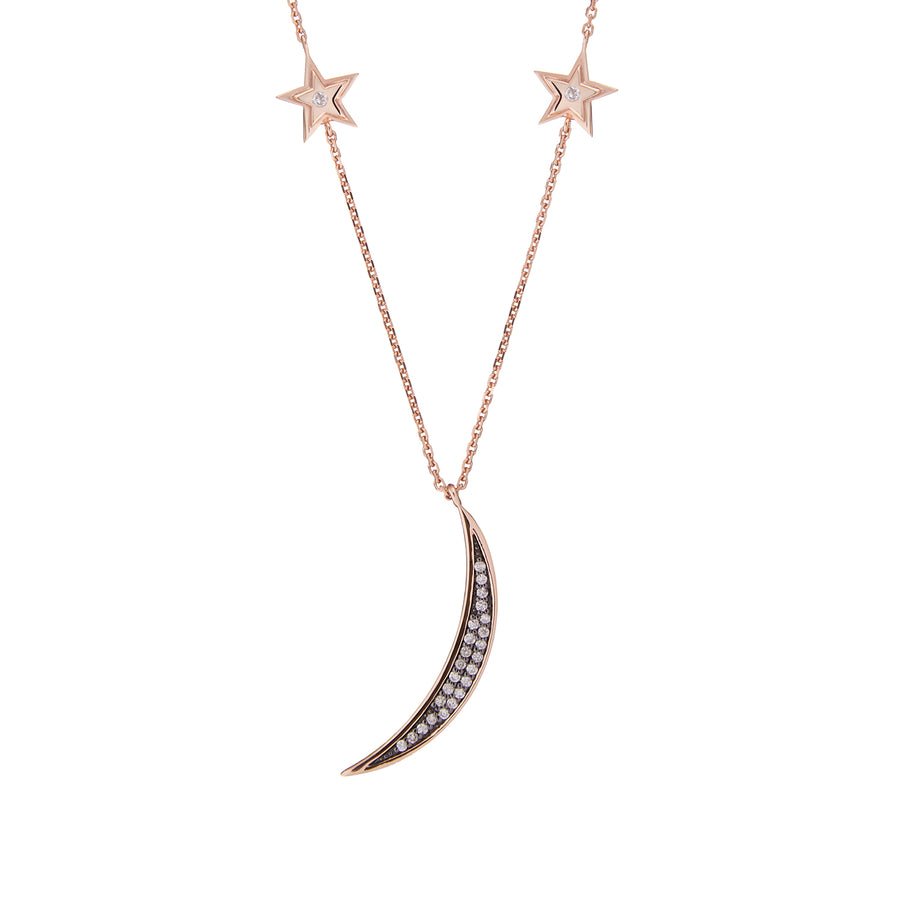 BY THE LIGHT OF THE MOON NECKLACE GREY DIAMONDS & PINK SAPPHIRES