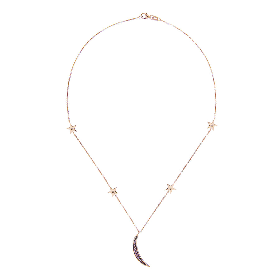 BY THE LIGHT OF THE MOON NECKLACE GREY DIAMONDS & PINK SAPPHIRES