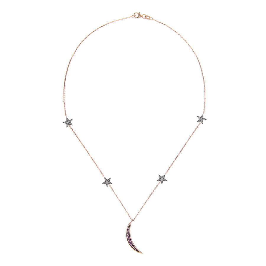 BY THE LIGHT OF THE MOON NECKLACE GREY DIAMONDS & PINK SAPPHIRES