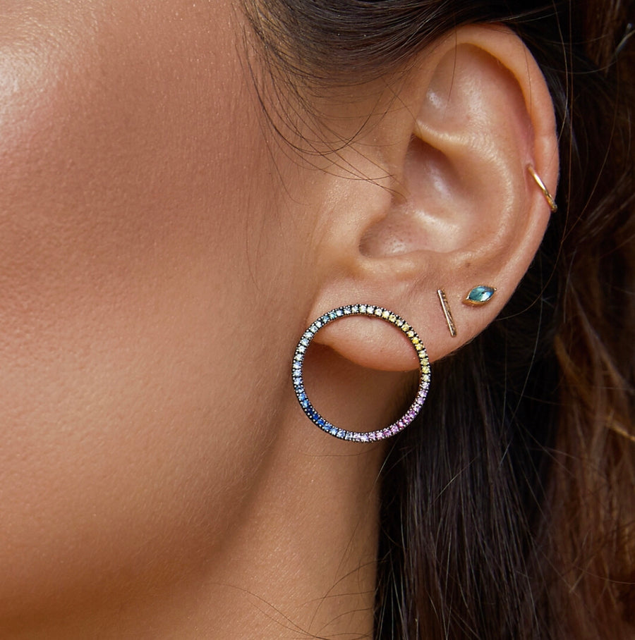 MAGIC CIRCLE 22 EARRINGS RAINBOW SAPPHIRES
