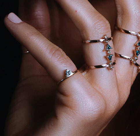 EMMA RING BLUE TRILLION DIAMOND