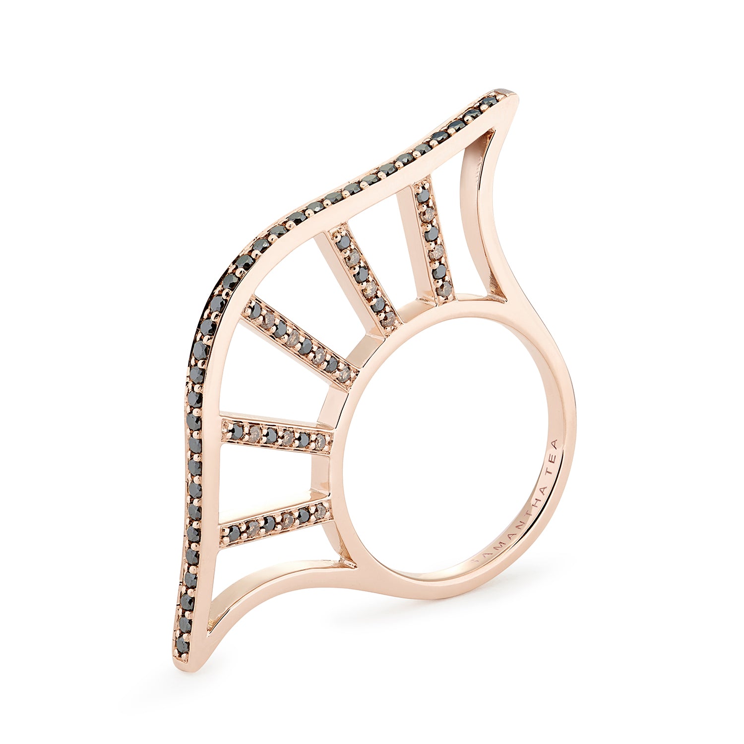 FAN LINES RING BLACK & COGNAC DIAMONDS