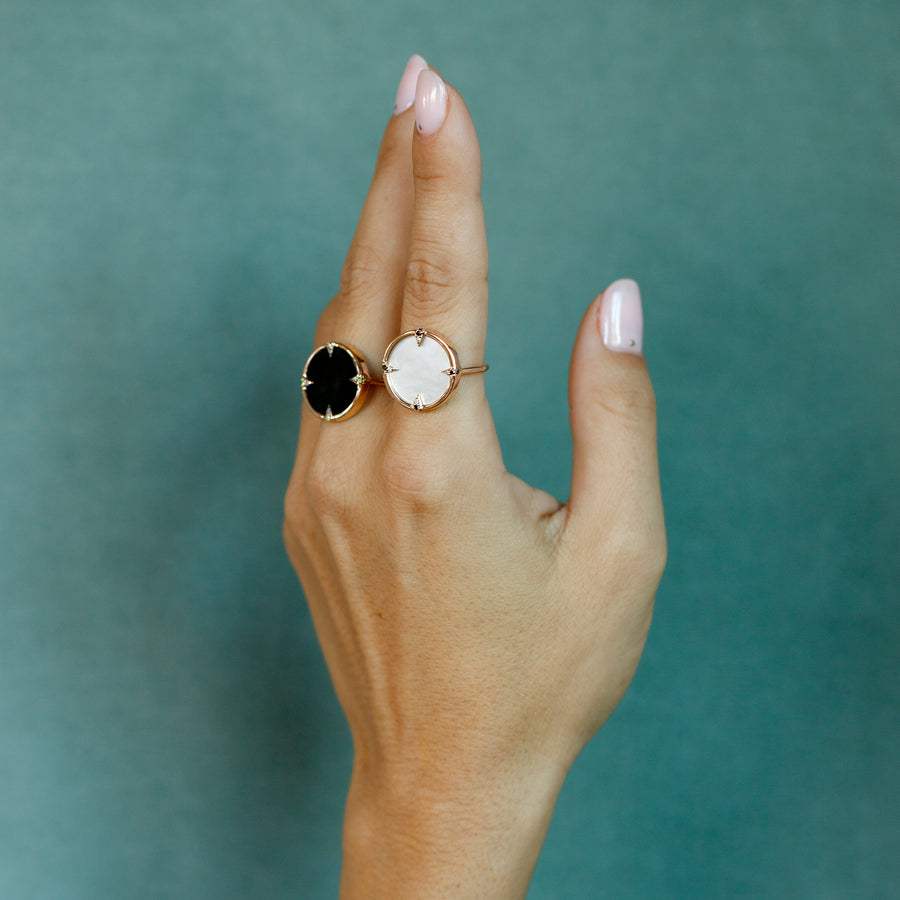 AURA RING ONYX & TSAVORITES
