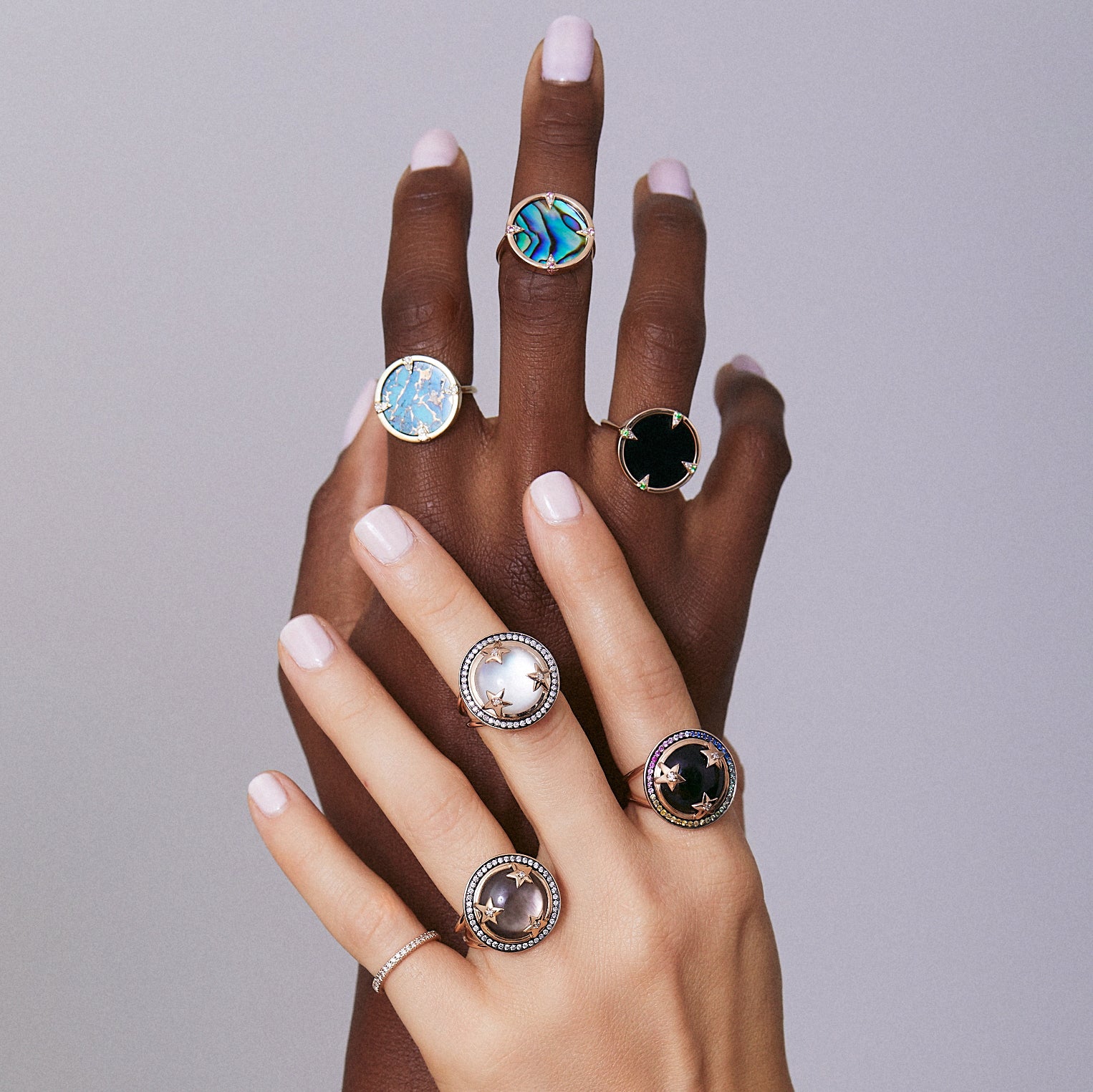 AURA RING PERSIAN TURQUOISE & GREY DIAMONDS