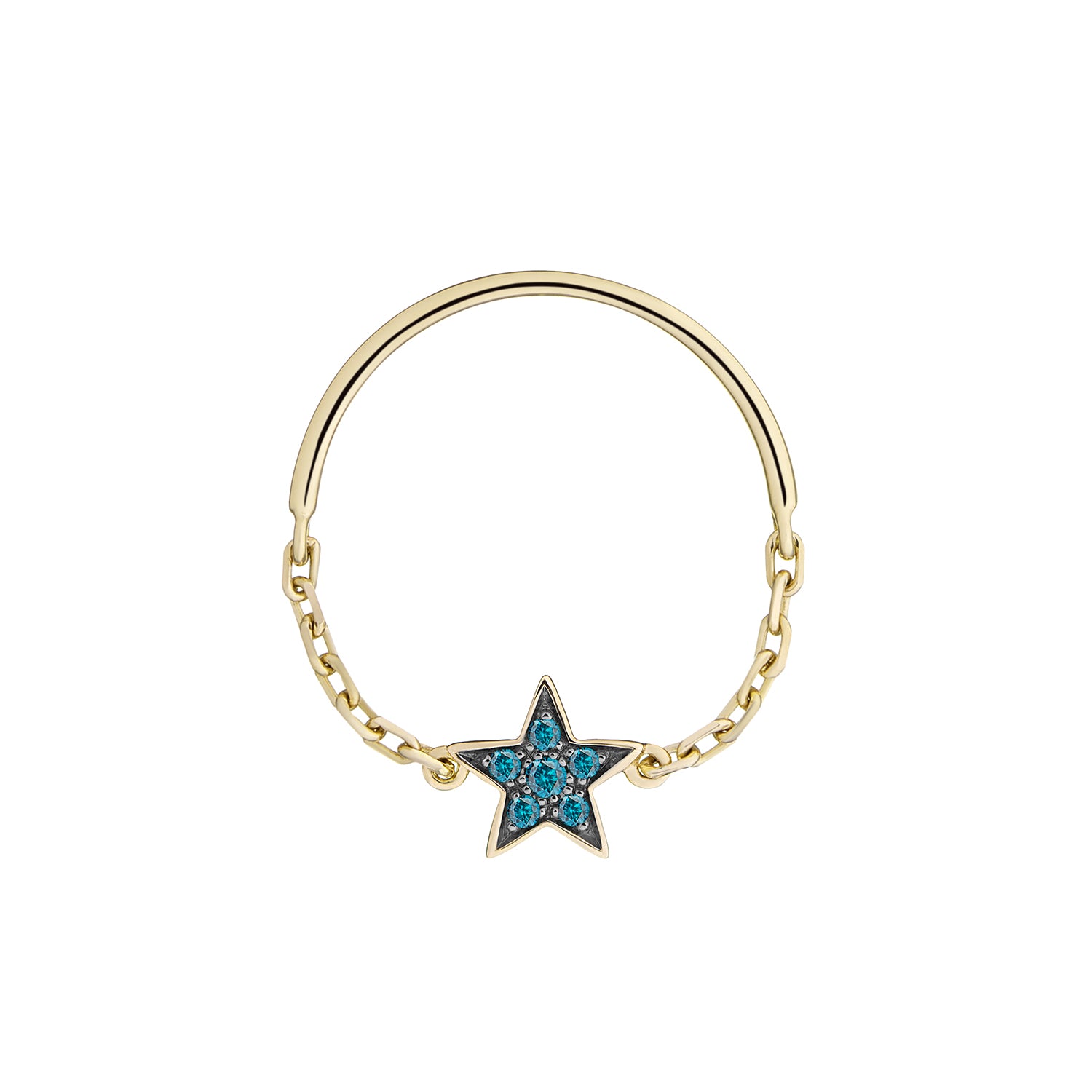LONE STAR CHAIN RING BLUE DIAMONDS