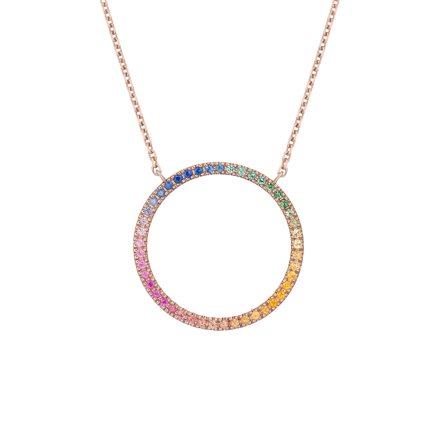 MAGIC CIRCLE 20 NECKLACE RAINBOW SAPPHIRES