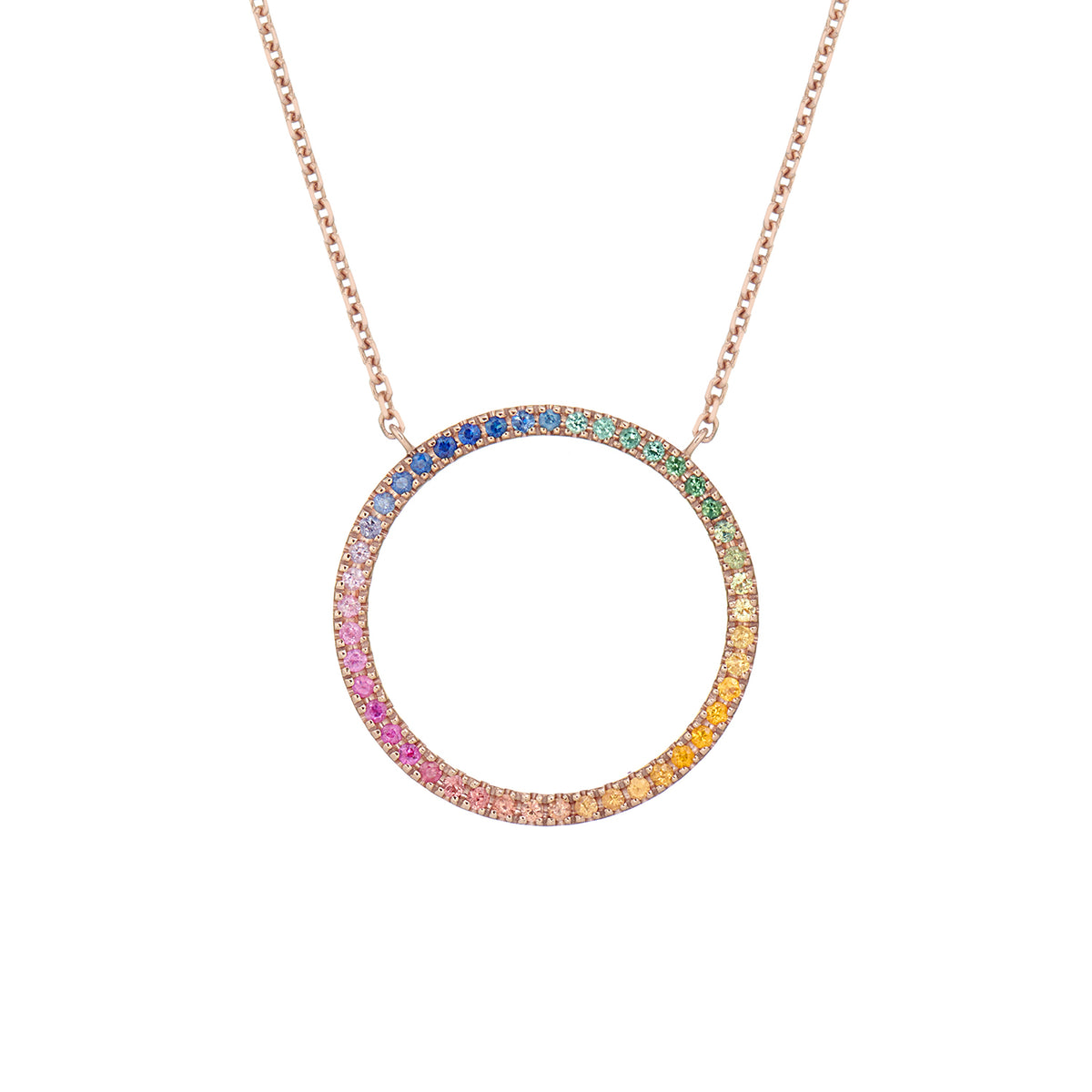 MAGIC CIRCLE 20 NECKLACE RAINBOW SAPPHIRES