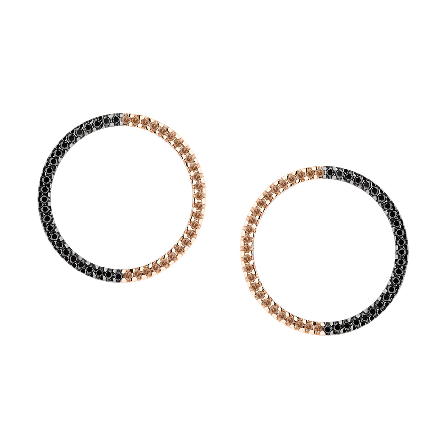 MAGIC CIRCLE 22 EARRINGS CHAMPAGNE & BLACK DIAMONDS