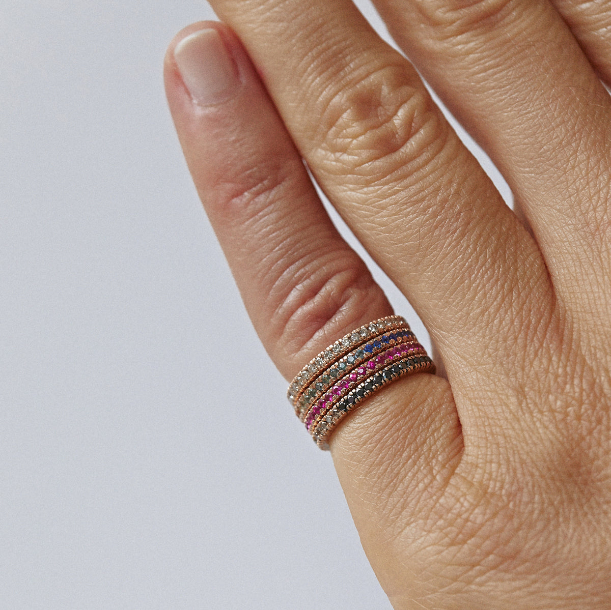 NORANI PINKY RING BLACK & CHAMPAGNE DIAMONDS